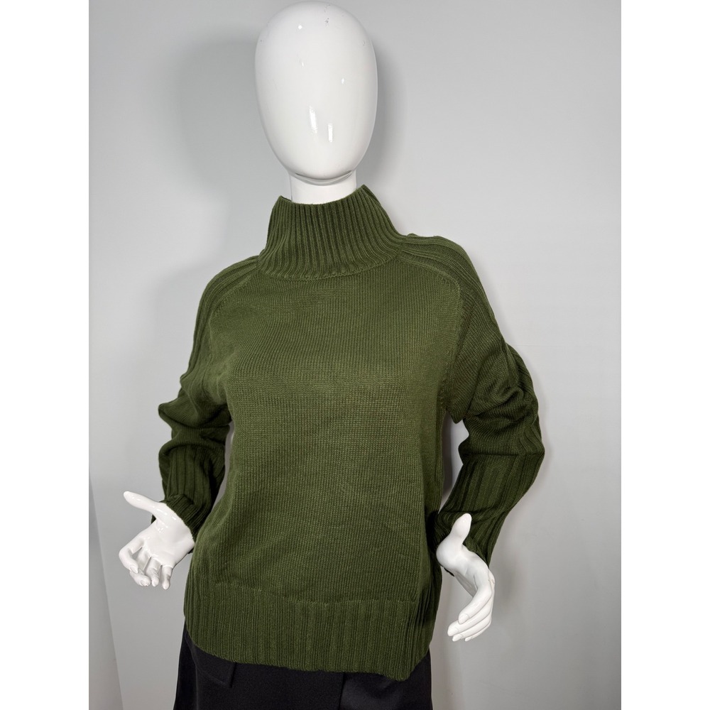 Commense‎ Solid High Neck Knit Sweater ArmyGreen … - image 3